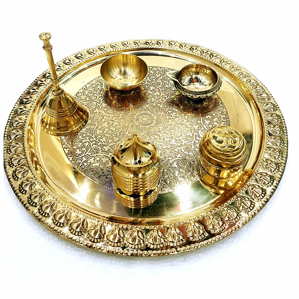 Brass Decorative Pooja Thali (Set of 6 Pcs)